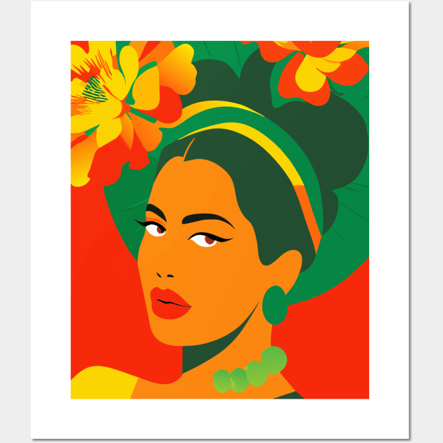 Brasilian woman with tropical flowers 70s Wall Art by Ravenglow